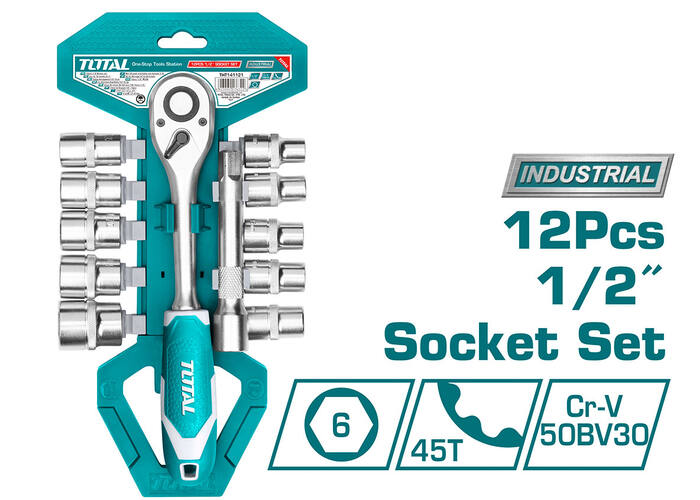 Набор головок 1/2" с трещоткой 12шт , THT141121