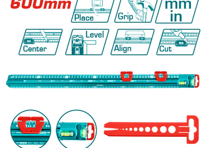Линейка многофункциональная с уровнем Длина: 60см TMT646003