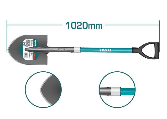 Лопата штыковая черенок из стекловолокна 21,5см*29см 1020мм  THTH12102