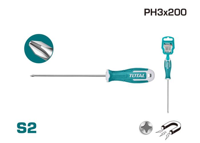 Отвертка крестовая 200мм 8мм S2,PH3 , THT26PH3200