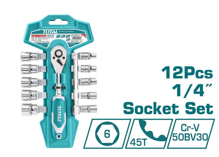 Набор головок 1/4" с трещоткой 12 шт , THT14114126