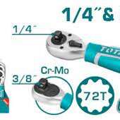 Ключ трещоточный короткий 140мм  1/4-3/8  THT1061438 (48)