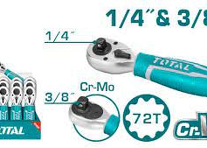 Ключ трещоточный короткий 140мм  1/4-3/8  THT1061438 (48)